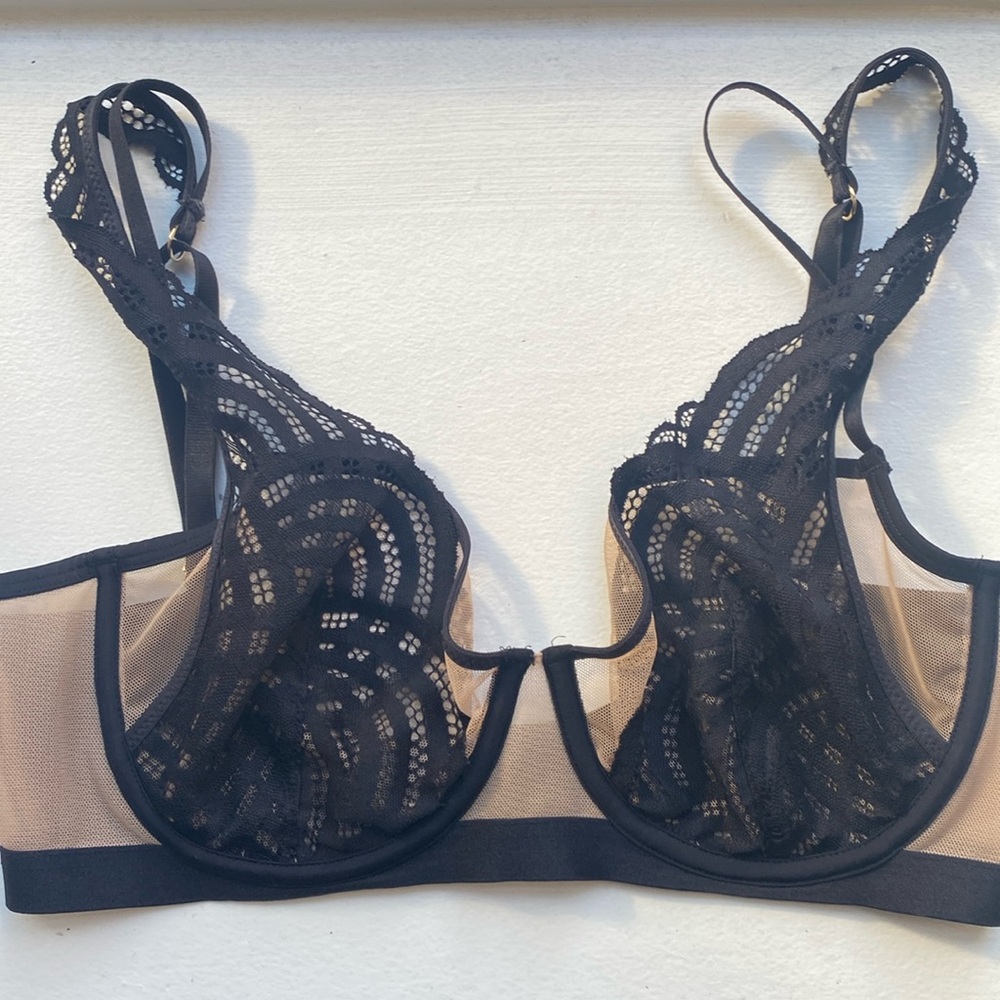Like New ThirdLove Art Deco Black Mesh Lace Bra 32D 1/2